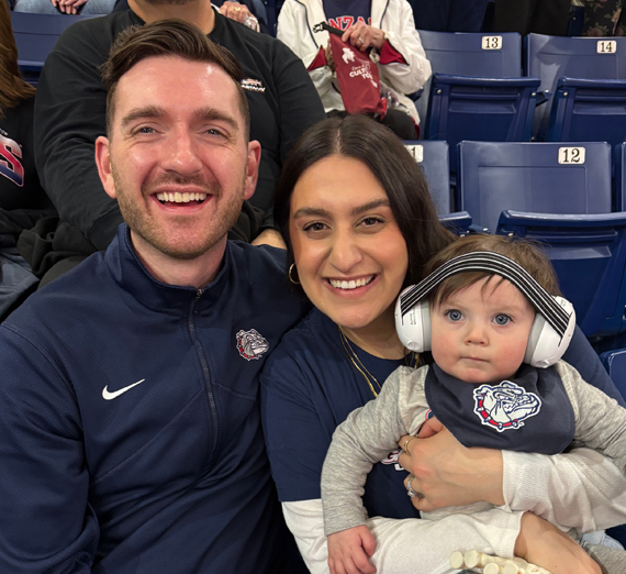 An aerial view of campus showing College Hall and the Spires of St. Aloysious